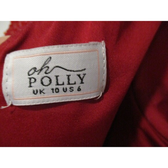 Oh Polly Womens Sz 6 Red Beaded Embellished Side Split Maxi Bodycon Dress Gown - Picture 8 of 9